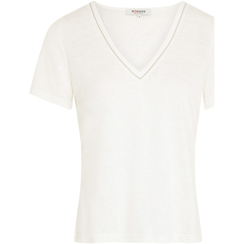 Vêtements Homme T-shirts monochrome manches courtes Morgan T-shirt col v Blanc