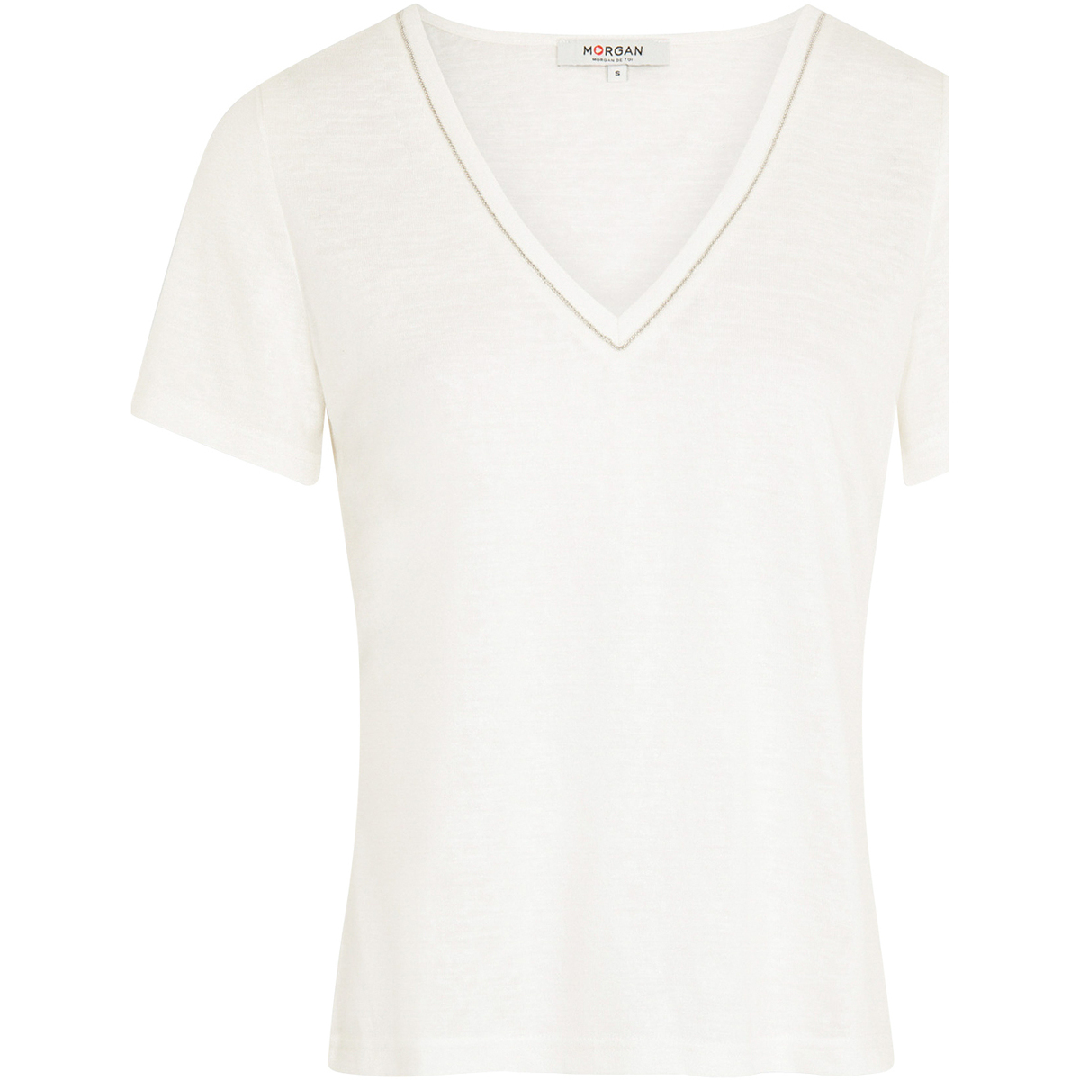 Vêtements Homme T-shirts manches courtes Morgan T-shirt col v Blanc