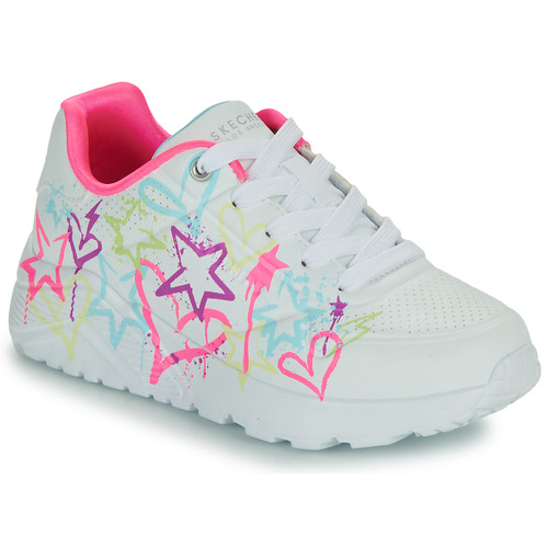 Chaussures Fille Baskets basses edge Skechers UNO LITE - MY DRIP Blanc / Rose