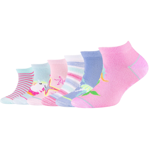 Sous-vêtements Fille Chaussettes de sport Skechers 6PPK Girls Casual Fancy Sneaker Socks Multicolore