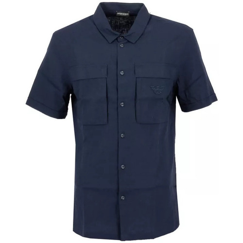 Vêtements Homme Chemises manches courtes Emporio Armani Kids embroidered-logo cotton bibni de plage Bleu