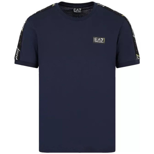 Vêtements Homme T-shirts & Polos Emporio Armani micro-check patterned curved hem shirtni Tee-shirt Bleu