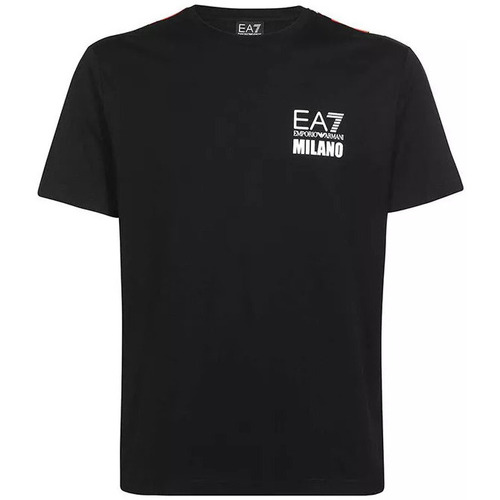 Vêtements Homme Giorgio Armani Geometrisch gemustertes Hemd Weiß Armani EA 7 Slippers met contrasterend logo in zwart goud Tee-shirt Noir