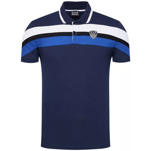 Vêtements Homme T-shirts & Polos Emporio Armani micro-check patterned curved hem shirtni Polo Bleu