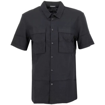 Vêtements Homme Chemises manches courtes Giorgio Armani gathered-detail puff-sleeve shirt de plage Noir