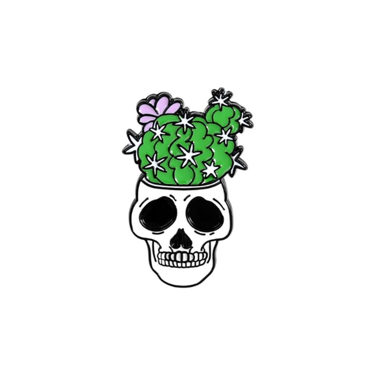 Montres & Bijoux Femme Broches / Epingles Clj Charles Le Jeune Pin's Tête de mort, crâne, Halloween, pot de fleur Vert