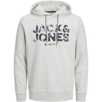 Vêtements Homme Sweats Jack & Jones 12235338 JJJAMES SWEAT HOOD WHITE MELANGE Gris