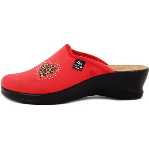 Chaussures Femme Chaussons Fly Flot Femme Chaussures, Pantoufle, Textile, Semelle Cuir-96W73 Rouge