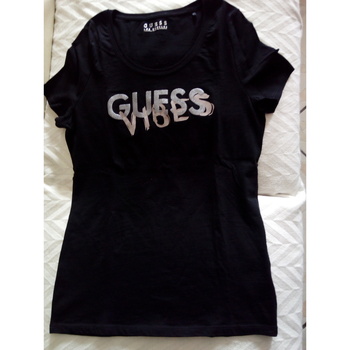 Vêtements Femme T-shirts Rose manches courtes Guess Tee shirt Noir