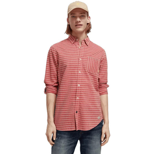 Vêtements Homme Chemises manches longues Sergio 017 Polo - YARN DYED STRIPE Rouge