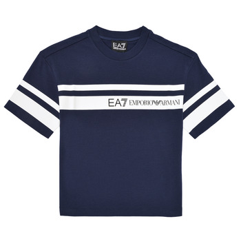 Vêtements Garçon T-shirts manches courtes Emporio Armani adjustable EA7 TSHIRT 3DBT58 Marine / Blanc