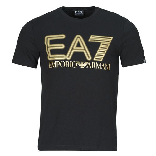 Vêtements Homme T-shirts manches courtes Emporio Earrings Armani EA7 TSHIRT 3DPT37 Noir / Doré