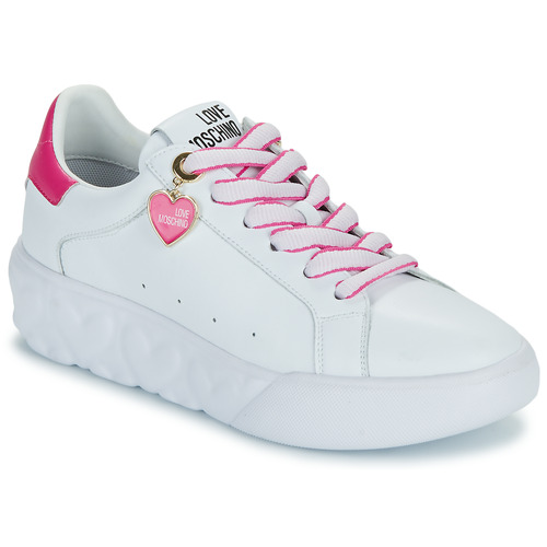 Chaussures Femme Baskets basses Love Moschino FUXIA HEART+GOLD Blanc / Rose