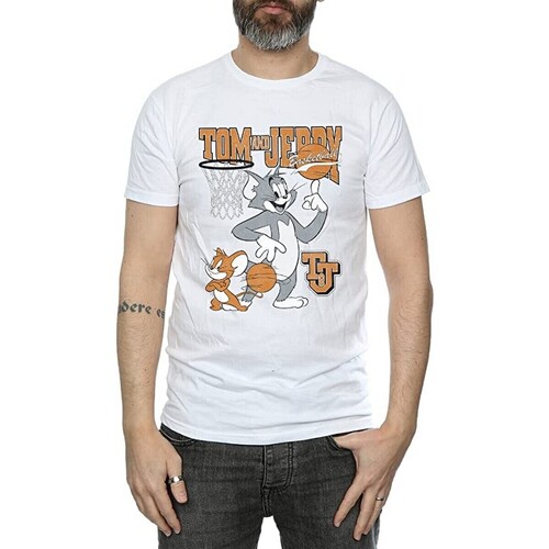 Vêtements Homme T-shirts manches longues Dessins Animés Spinning Basketball Blanc