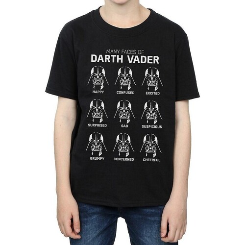 Vêtements Garçon T-shirts manches courtes Disney Many Faces Of Darth Vader Noir