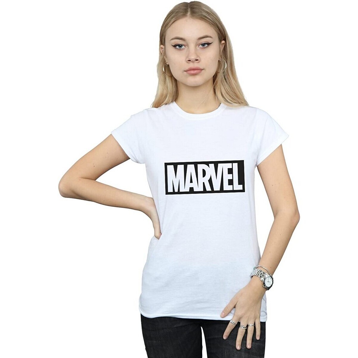 Vêtements Femme T-shirts manches longues Marvel BI1129 Blanc