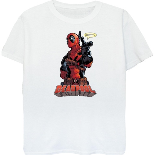 Vêtements T-shirts manches longues Deadpool Hey You Blanc