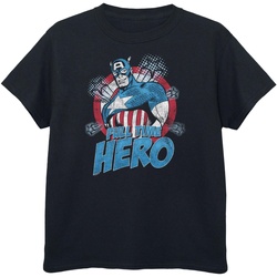 Vêtements Garçon T-shirts manches courtes Captain America Full Time Hero Noir