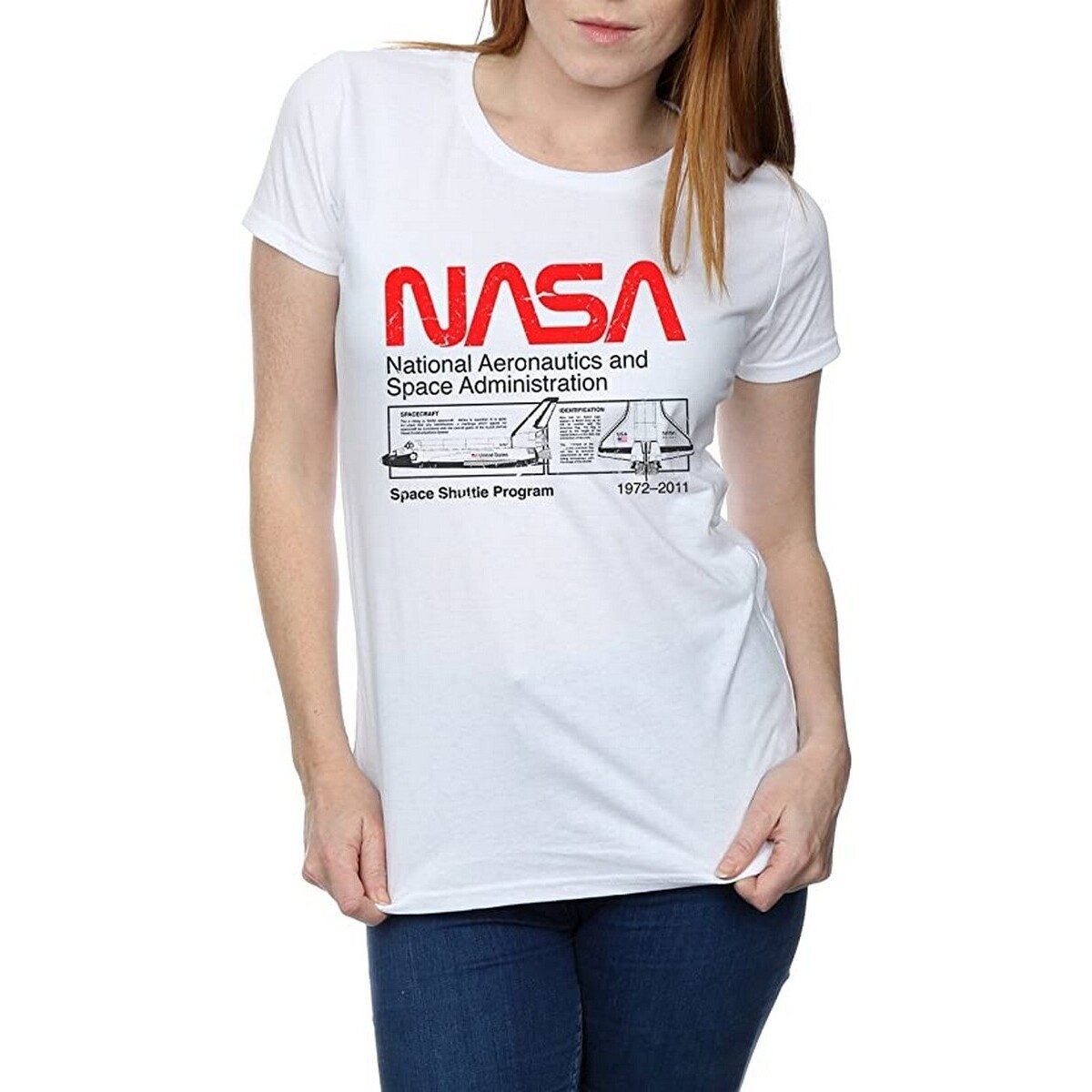 Vêtements Femme T-shirts logos manches longues Nasa  Blanc