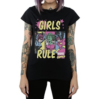 Vêtements Fille T-shirts manches longues Marvel Girls Rule Noir
