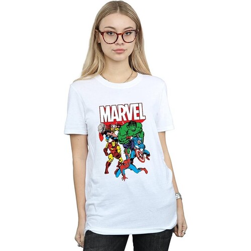 Vêtements Femme T-shirts manches longues Marvel Hero Group Blanc