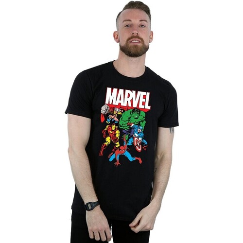 Vêtements Homme T-shirts manches longues Marvel Hero Group Noir