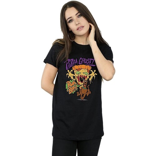 Vêtements Femme T-shirts manches longues Scooby Doo Pizza Ghost Noir