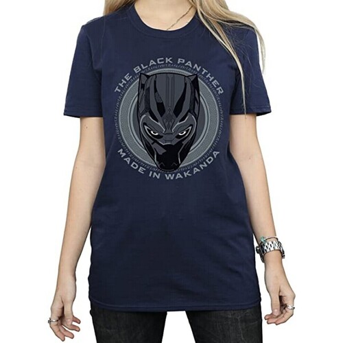 Vêtements Femme T-shirts manches longues Black Panther Made In Wakanda Bleu