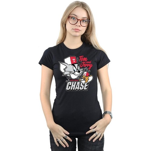 Vêtements Femme T-shirts manches longues Dessins Animés Cat & Mouse Chase Noir