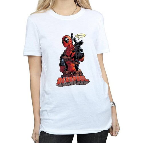 Vêtements Femme T-shirts manches longues Deadpool Hey You Blanc