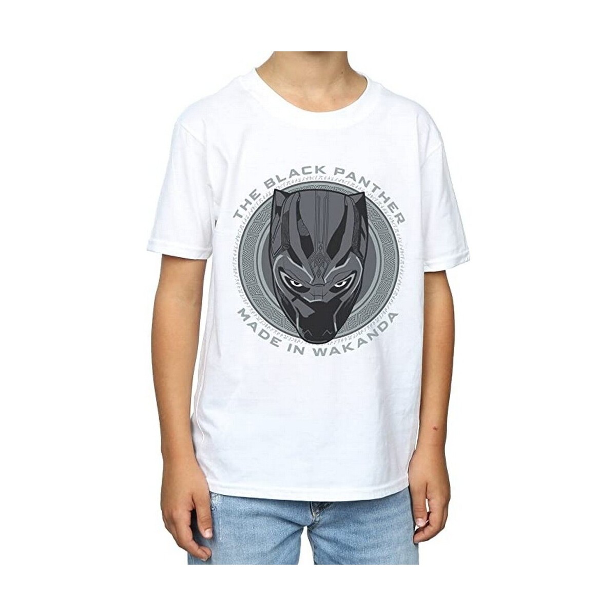 Vêtements Garçon T-shirts manches courtes Black Panther Made In Wakanda Blanc
