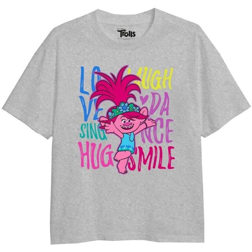 Vêtements Fille T-shirts manches longues Trolls Love Laugh Sing Gris