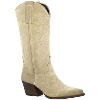 Chaussures Femme Bottes Gaia Shoes and Bottes cuir velours Beige
