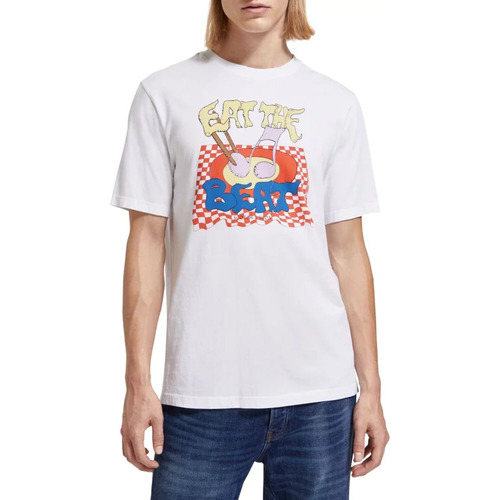 Vêtements Homme T-shirts manches courtes Scotch & Soda - REGULAR FIT CHEST ARTWORK T-SHIRT vivienne Blanc
