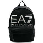 black, white logo casual backpack