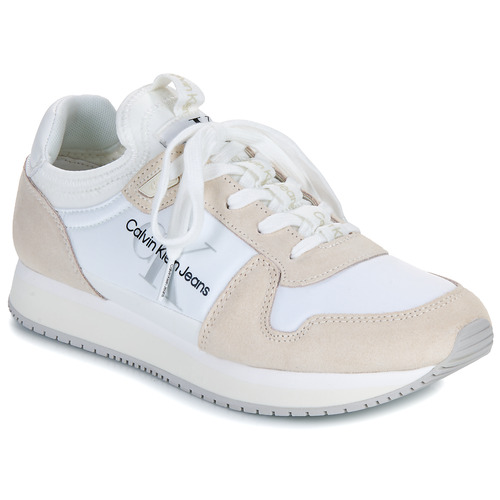 Chaussures Femme Baskets basses Calvin Klein JEANS Maxi RUNNER SOCK LACEUP NY-LTH W Blanc