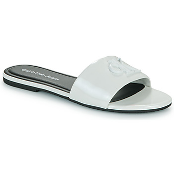 Chaussures Femme Mules Calvin Klein thes FLAT SANDAL SLIDE MG MET Blanc