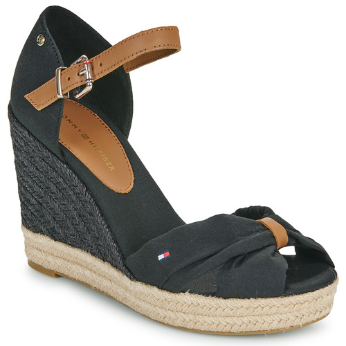 Chaussures Femme Espadrilles acceso Tommy Hilfiger BASIC OPEN TOE HIGH WEDGE Noir