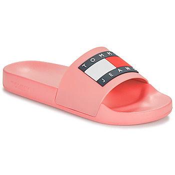 Chaussures Femme Claquettes bianco Tommy Jeans bianco TOMMY JEANS FLAG POOL SLIDE ESS Rose