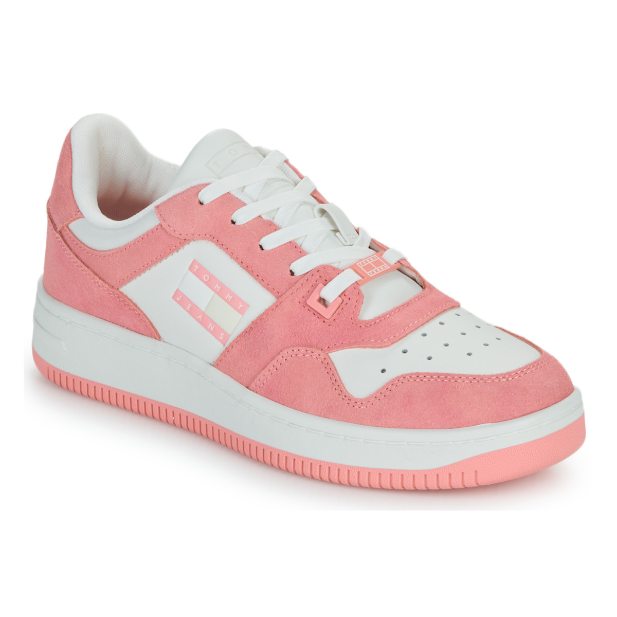 Chaussures Femme Baskets basses Tommy Jeans TJW RETRO BASKET WASHED SUEDE Blanc / Rose