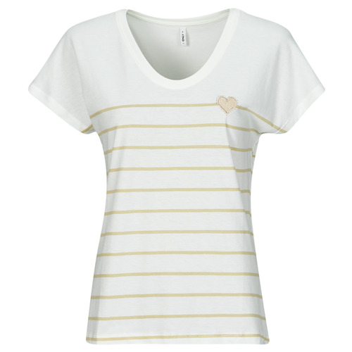 Vêtements Femme T-shirts manches courtes Only ONLEMILY Ecru / Marron