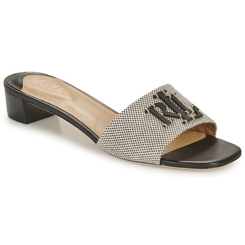 Chaussures Femme Mules Lauren Ralph Lauren FAY LOGO-SANDALS-FLAT SANDAL Noir / Beige