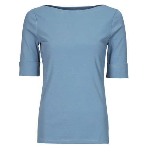 Vêtements Femme T-shirts manches courtes Lauren Ralph Lauren JUDY-ELBOW SLEEVE-KNIT Bleu