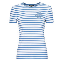 Vêtements Femme T-shirts manches courtes Lauren Ralph Lauren ALLI-SHORT SLEEVE-T-SHIRT Cotton Blanc / Bleu