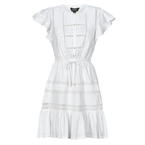 Vêtements Femme Robes courtes Lauren Ralph Lauren TANVEITTE-SHORT SLEEVE-DAY DRESS Blanc