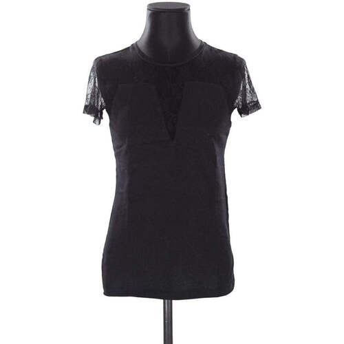 Vêtements Femme Débardeurs / T-shirts sans manche Maje T-shirt check-print en coton Noir