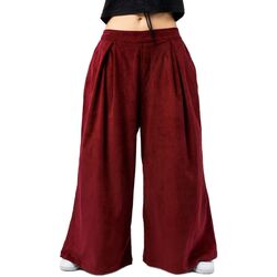 Vêtements Pantalons fluides / Sarouels Fantazia Pantalon large évasé velours unisexe Dax Rouge