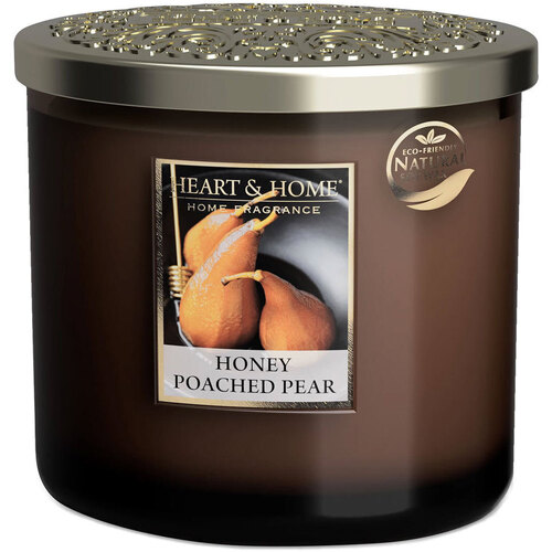 Les parfums frais Bougies / diffuseurs Kontiki Bougie ellipse 2 mèches Heart and Home Poire pochée au miel Orange