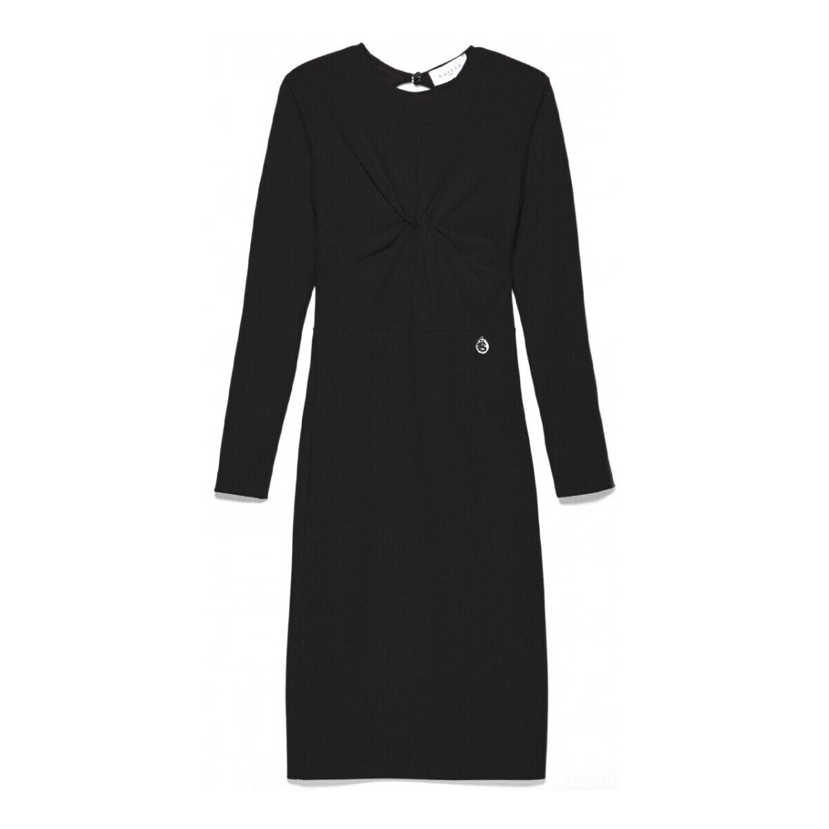 Vêtements Femme Robes longues GaËlle Paris Robe en crpe  bretelles entrecroises et drapeau noir Noir