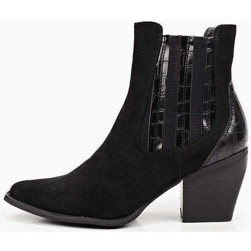 Chaussures Femme Bottines Vera Collection Bottine noir Chelsea façon Santiags Noir